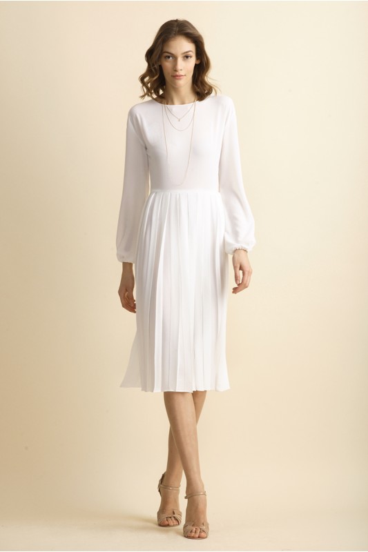 PLEATED MIDI DRESS